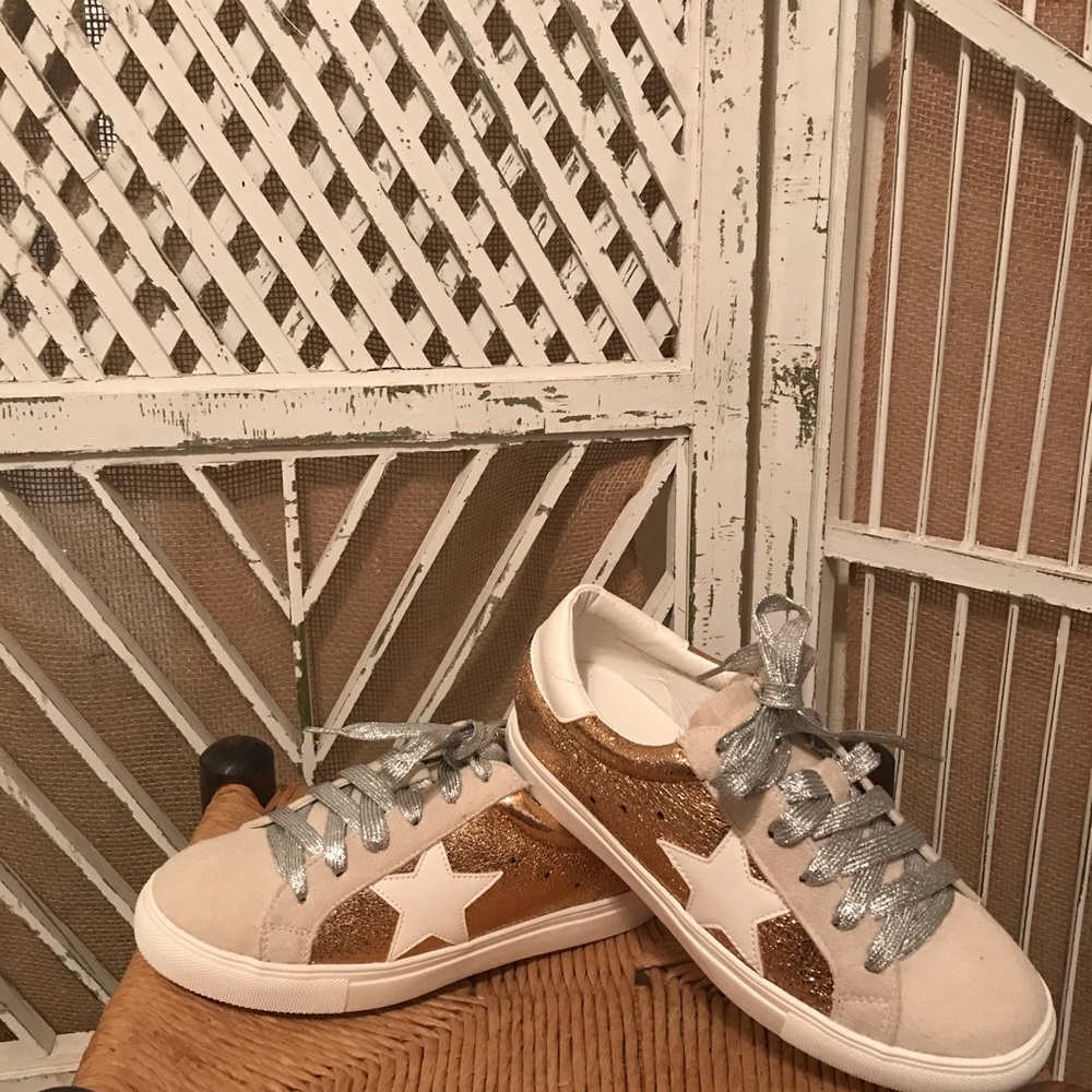 Star rose gold sneakers